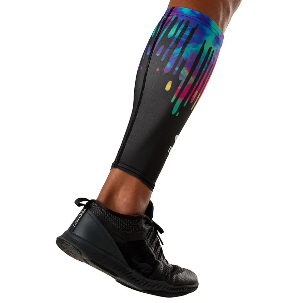 Black Tie Dye Drip Showtime Compression Calf Sleeves