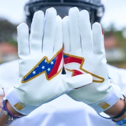 Stars and Stripes/Gold Showtime Receiver Gloves