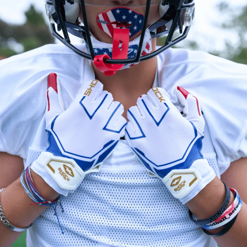 Stars and Stripes/Gold Showtime Receiver Gloves