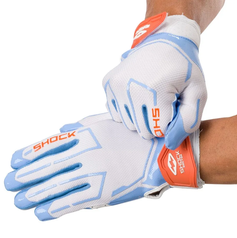 White/Columbia Blue Stitch Showtime Receiver Gloves
