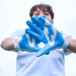 White/Columbia Blue Stitch Showtime Receiver Gloves