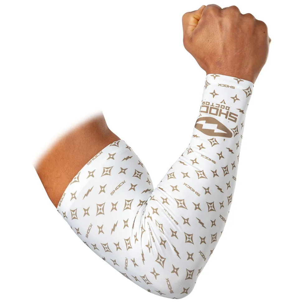 White/Gold Lux Showtime Compression Arm Sleeve