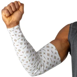 White/Gold Lux Showtime Compression Arm Sleeve