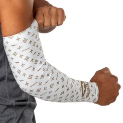 White/Gold Lux Showtime Compression Arm Sleeve