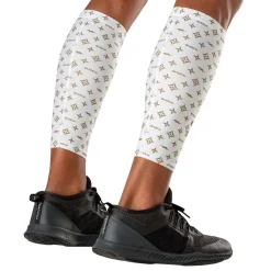 White/Gold Lux Showtime Compression Calf Sleeves