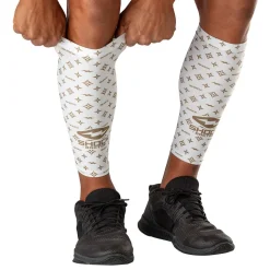 White/Gold Lux Showtime Compression Calf Sleeves