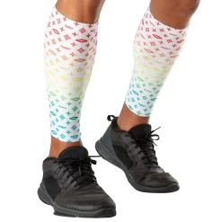 White/Multi Color Lux Showtime Compression Calf Sleeves