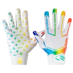 White/Multi Color Lux Showtime Receiver Gloves